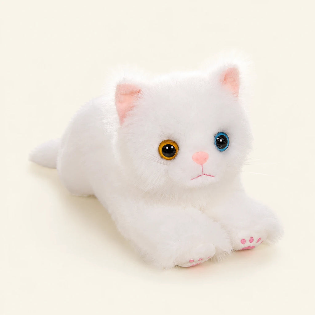 Peluche chat réaliste yeux vairons - vue principale