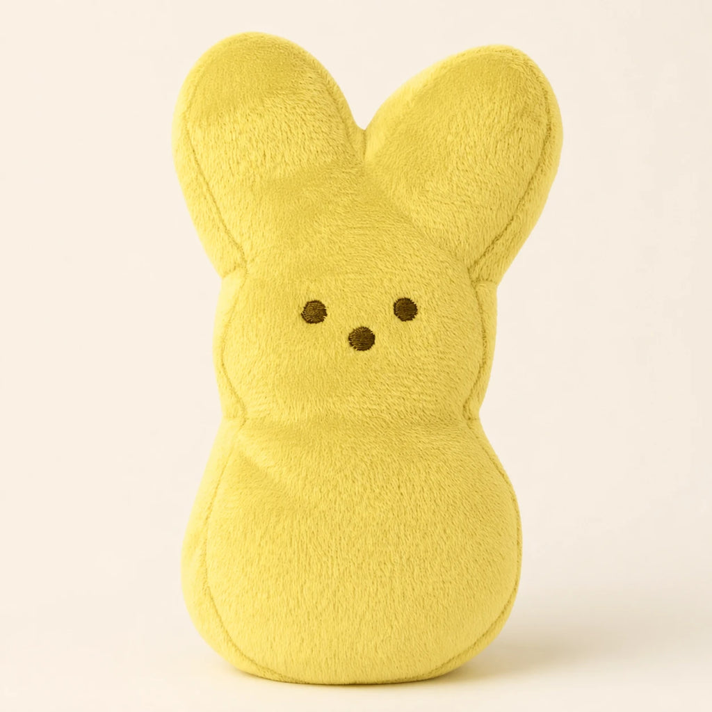 Peluche lapin peeps jaune, vue principale sur fond ivoire