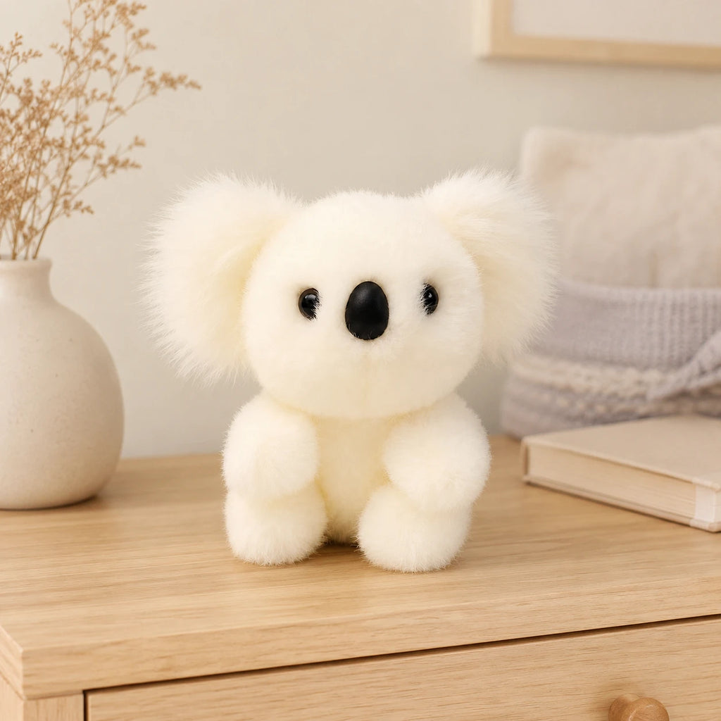 Peluche koala posée sur une commode, mise en situation chaleureuse