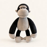Peluche singe gorille debout, vue de face, fond ivoire