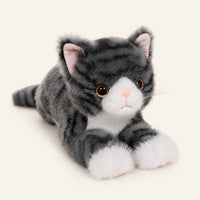 Peluche chat réaliste gris tigré - vue principale