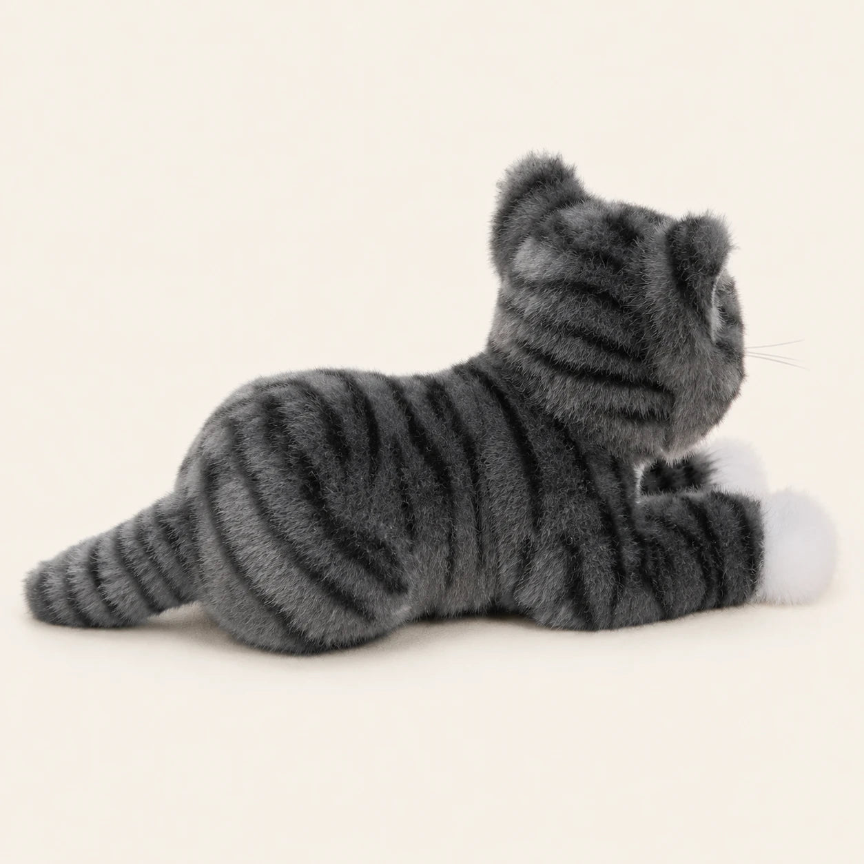 Peluche chat réaliste gris tigré - autre angle