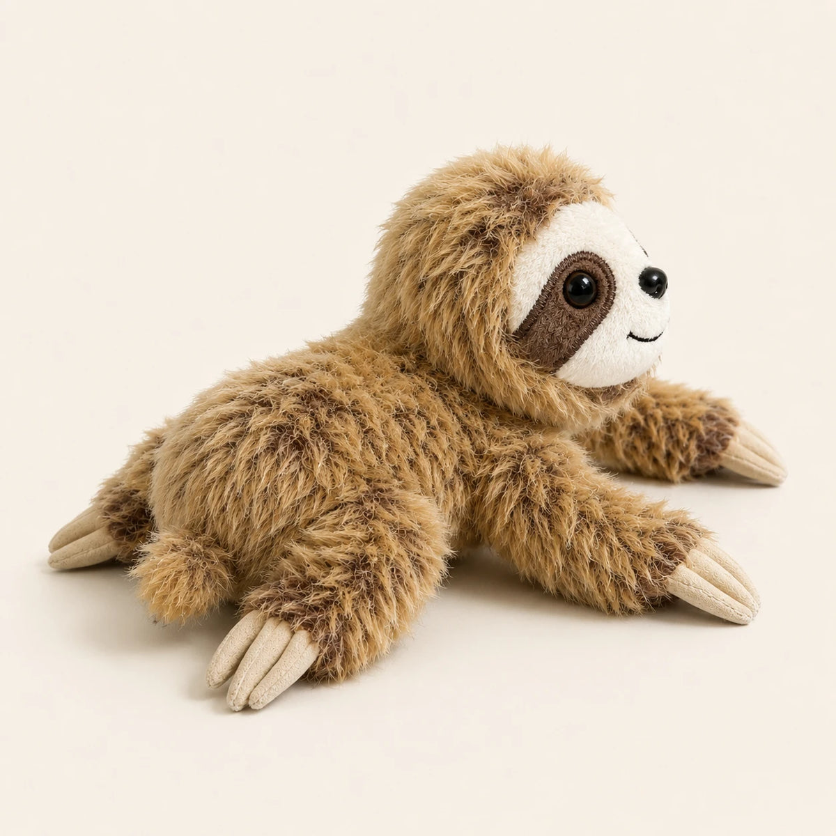Peluche paresseux, autre angle sur fond ivoire