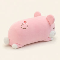 Coussin peluche rose vu de dos