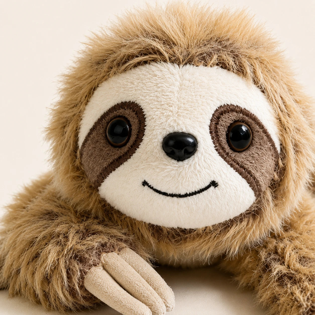 Peluche paresseux, gros plan detail du visage et de la fourrure