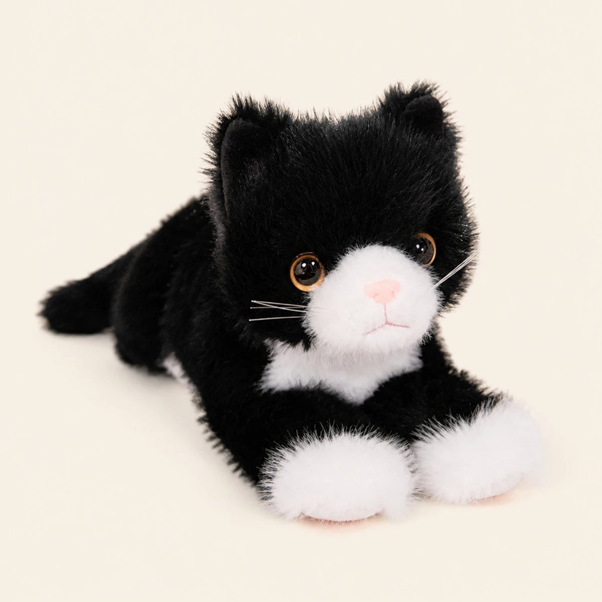 Peluche chat réaliste noir et blanc - vue principale