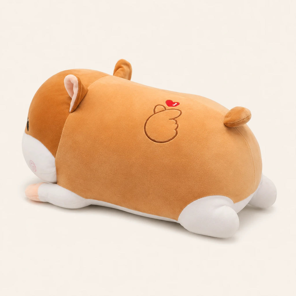 Peluche hamster douillet, autre angle sur fond ivoire