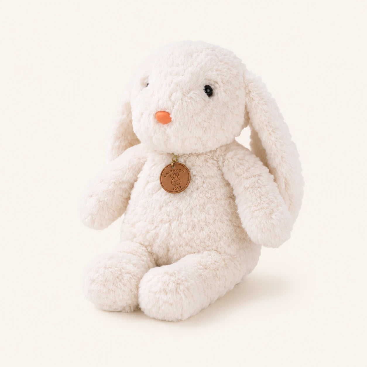 Peluche lapin blanc longues pattes 35 cm, vue de trois-quarts
