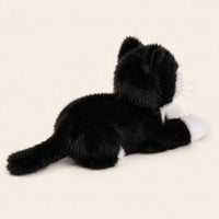 Peluche chat réaliste noir et blanc - autre angle
