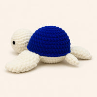 Tortue de mer au crochet, autre angle sur fond ivoire