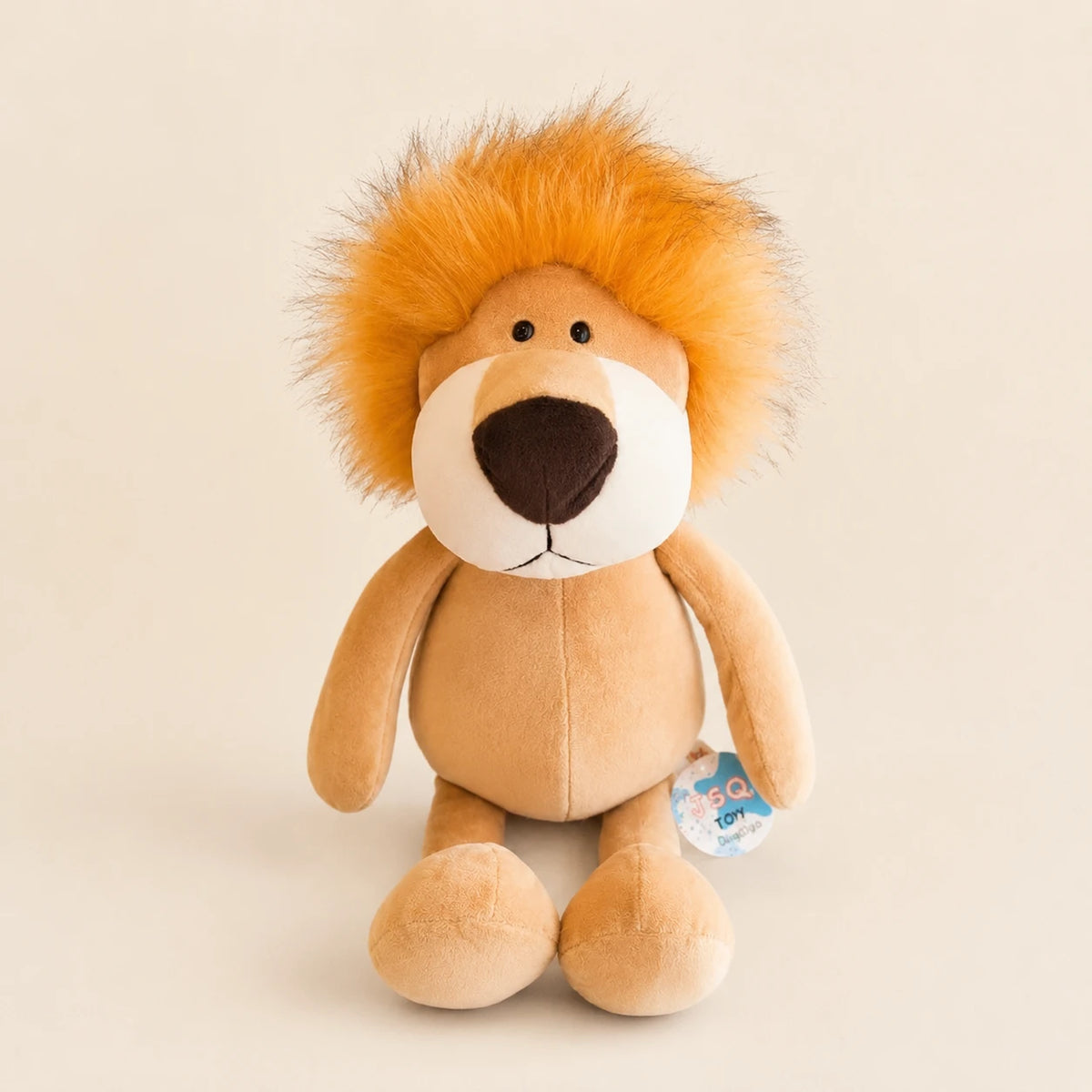 Peluche lion assise, vue principale, fond ivoire