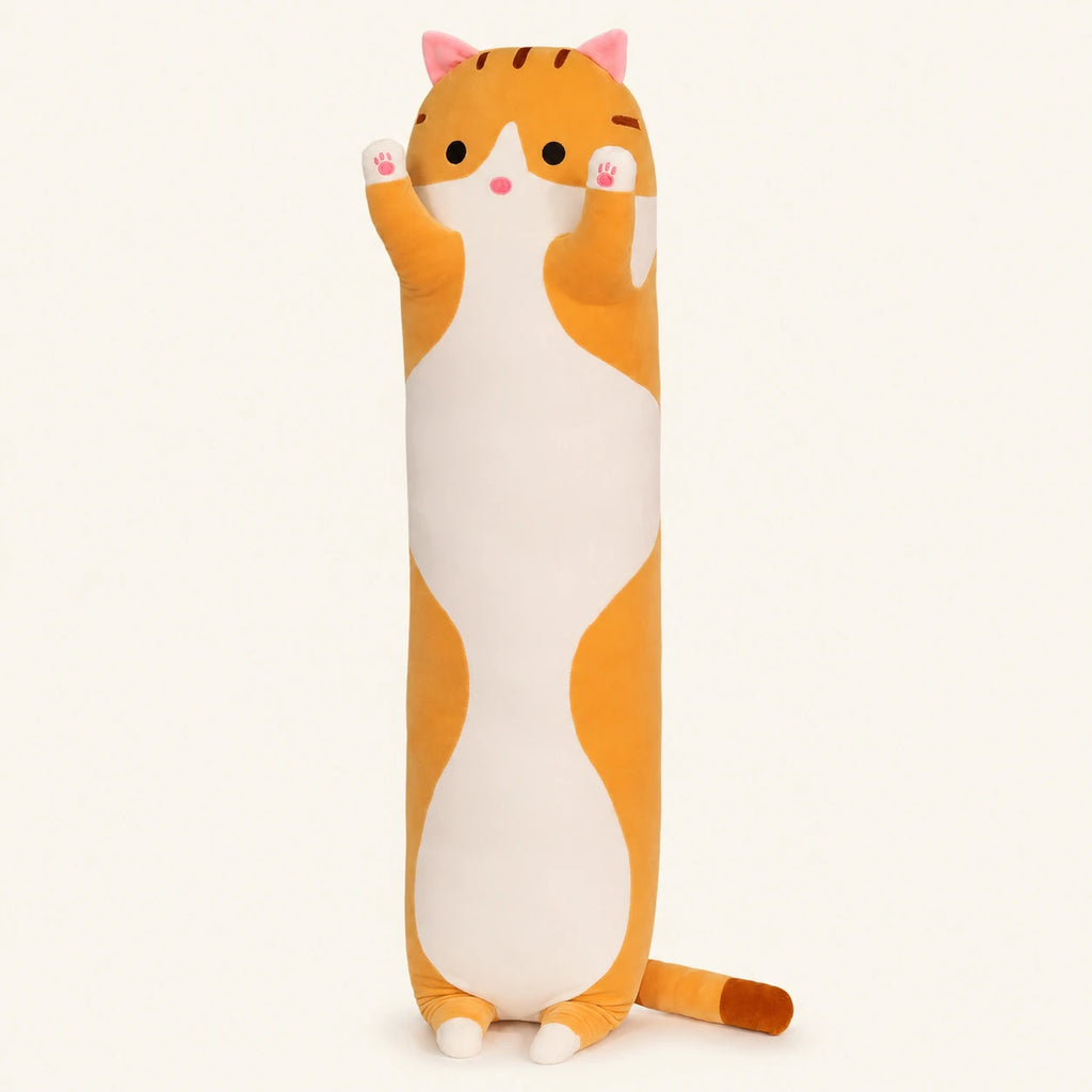 Peluche coussin long chat tigré orange - vue principale