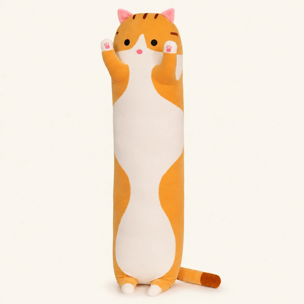 Peluche coussin long chat tigré orange - vue principale