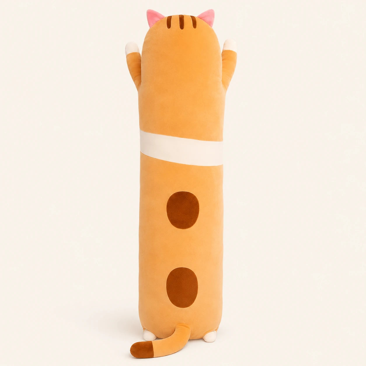 Peluche coussin long chat tigré orange - autre angle