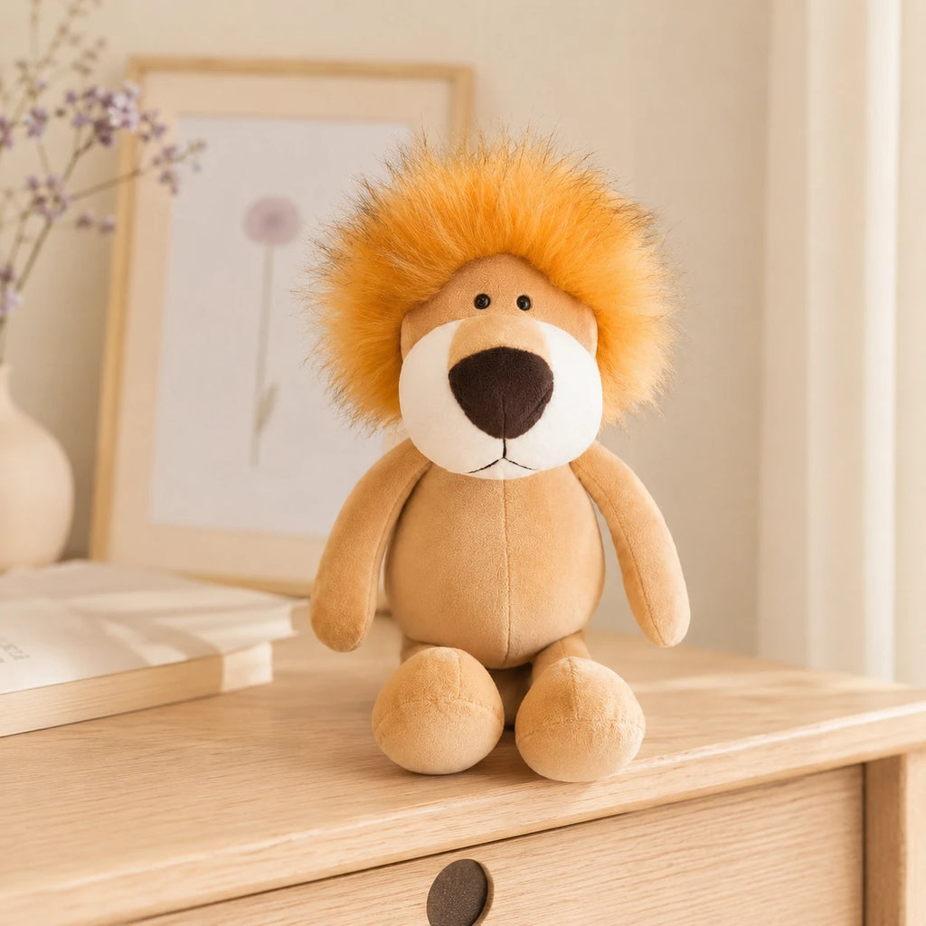 Peluche lion posée sur une commode dans une chambre douce
