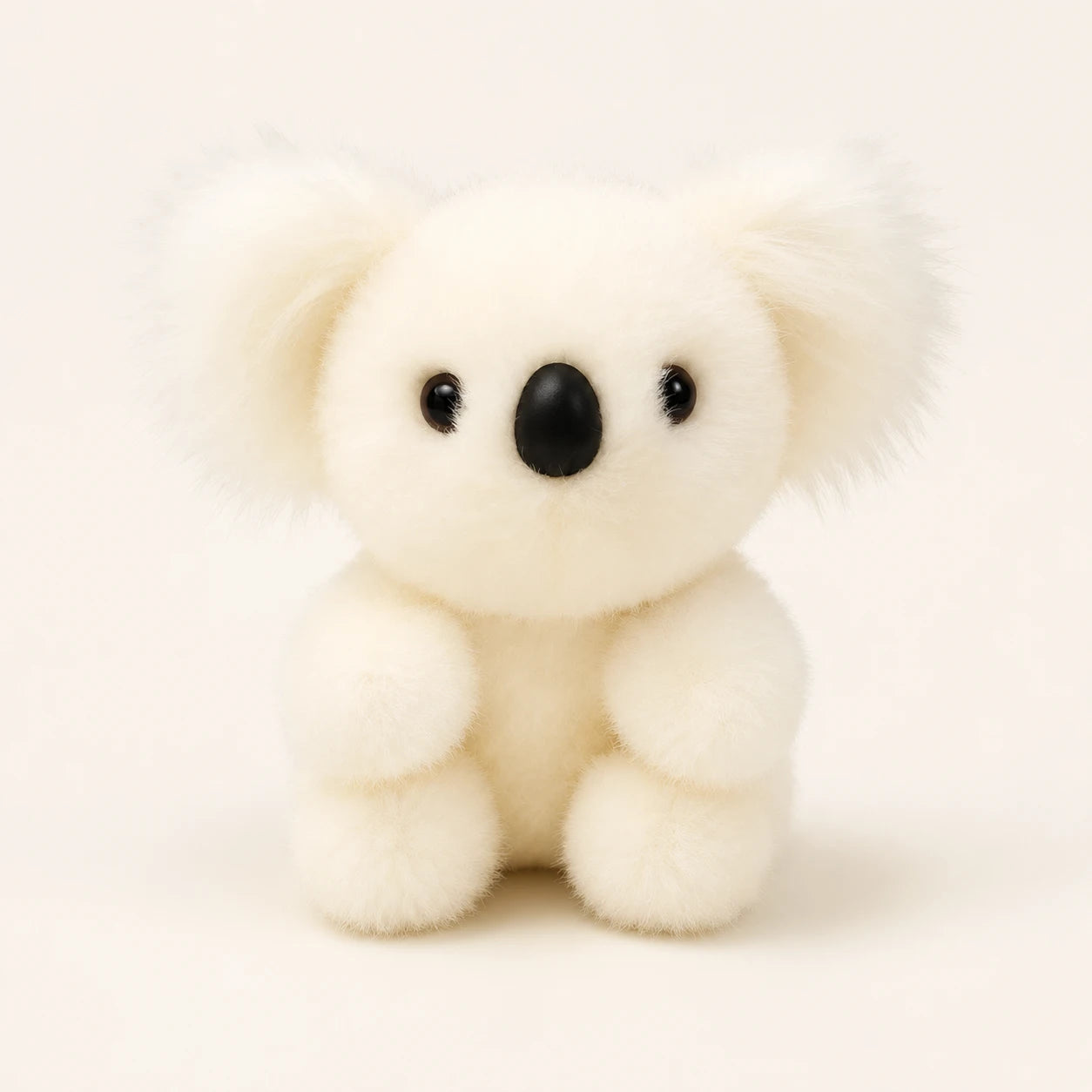 Peluche koala blanche assise, vue principale sur fond ivoire