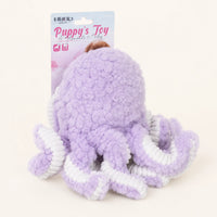 Jouet peluche pieuvre pour chien vue de dos, fond ivoire