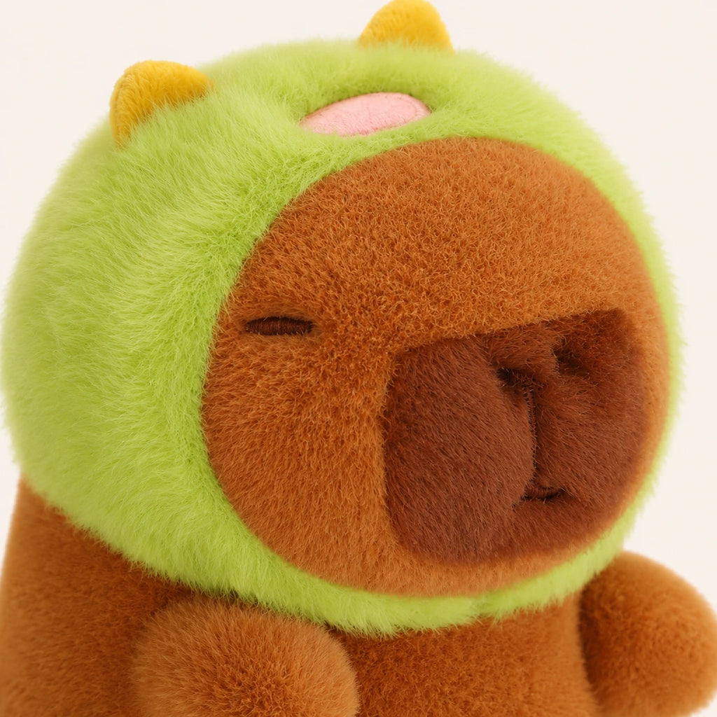 Gros plan sur le visage et la texture de la peluche capybara