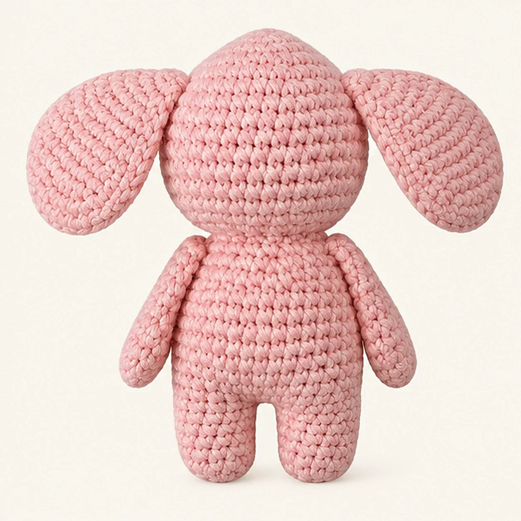 Peluche éléphant crochet rose - autre angle