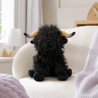 Peluche vache Highland noire - mise en situation