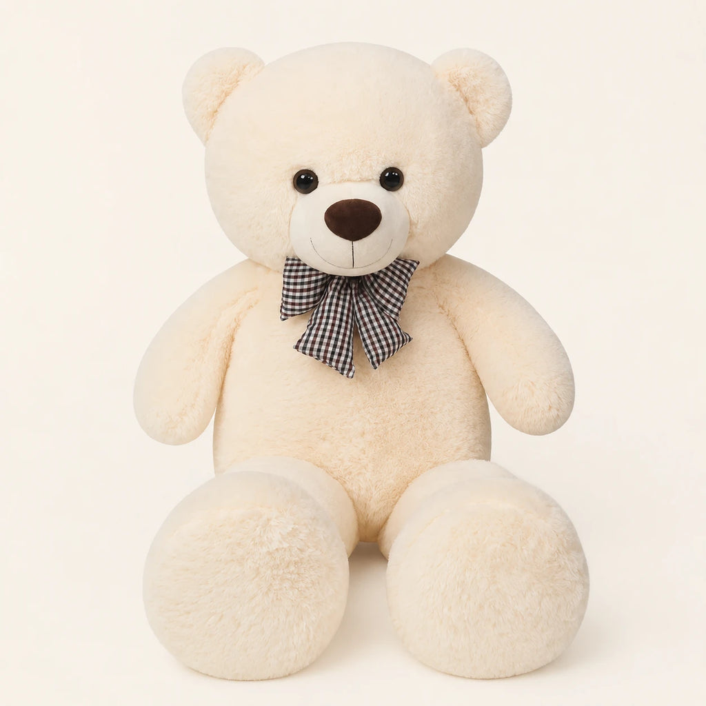 Grand ours en peluche blanc 105 cm vue de face