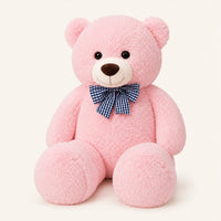 Grand ours en peluche rose 105 cm vue de face