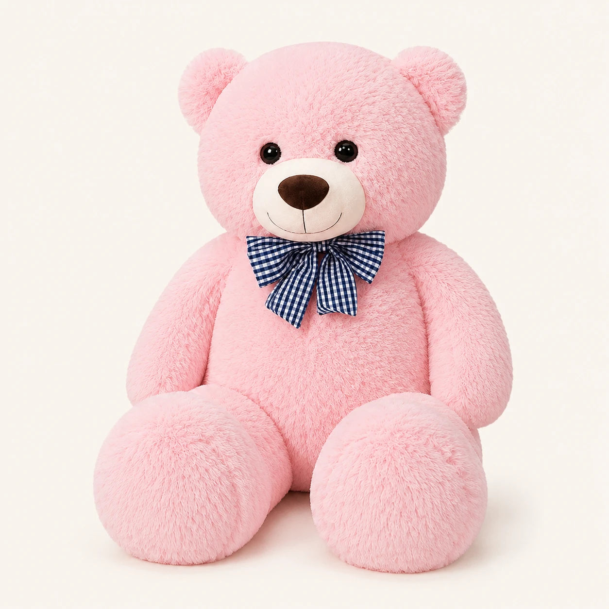 Grand ours en peluche rose 105 cm vue de face