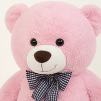 Gros plan sur le visage et la fourrure de l ours rose