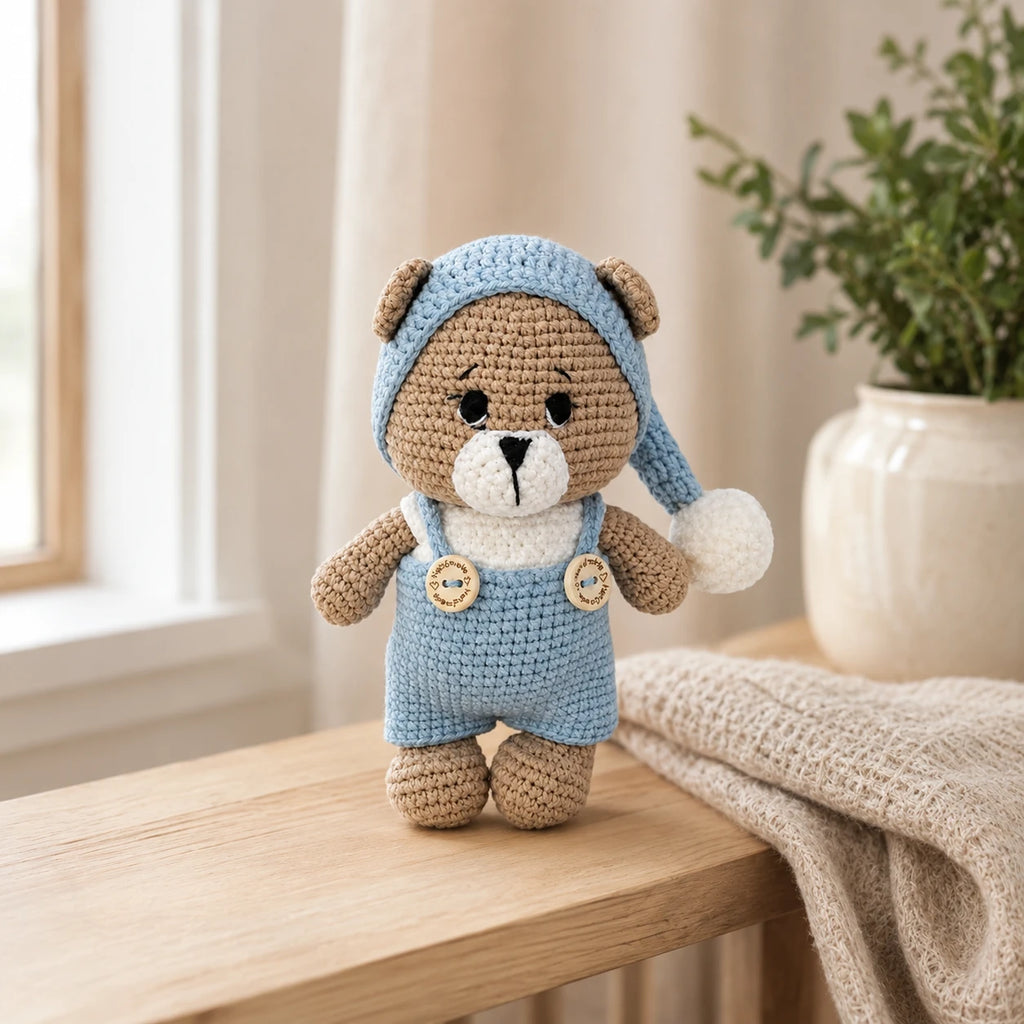 Peluche ourson en situation dans un interieur