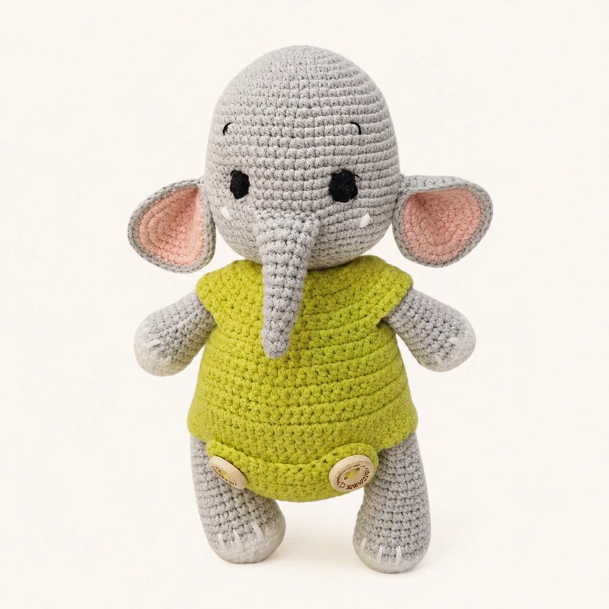 Peluche elephant amigurumi en crochet vue de face