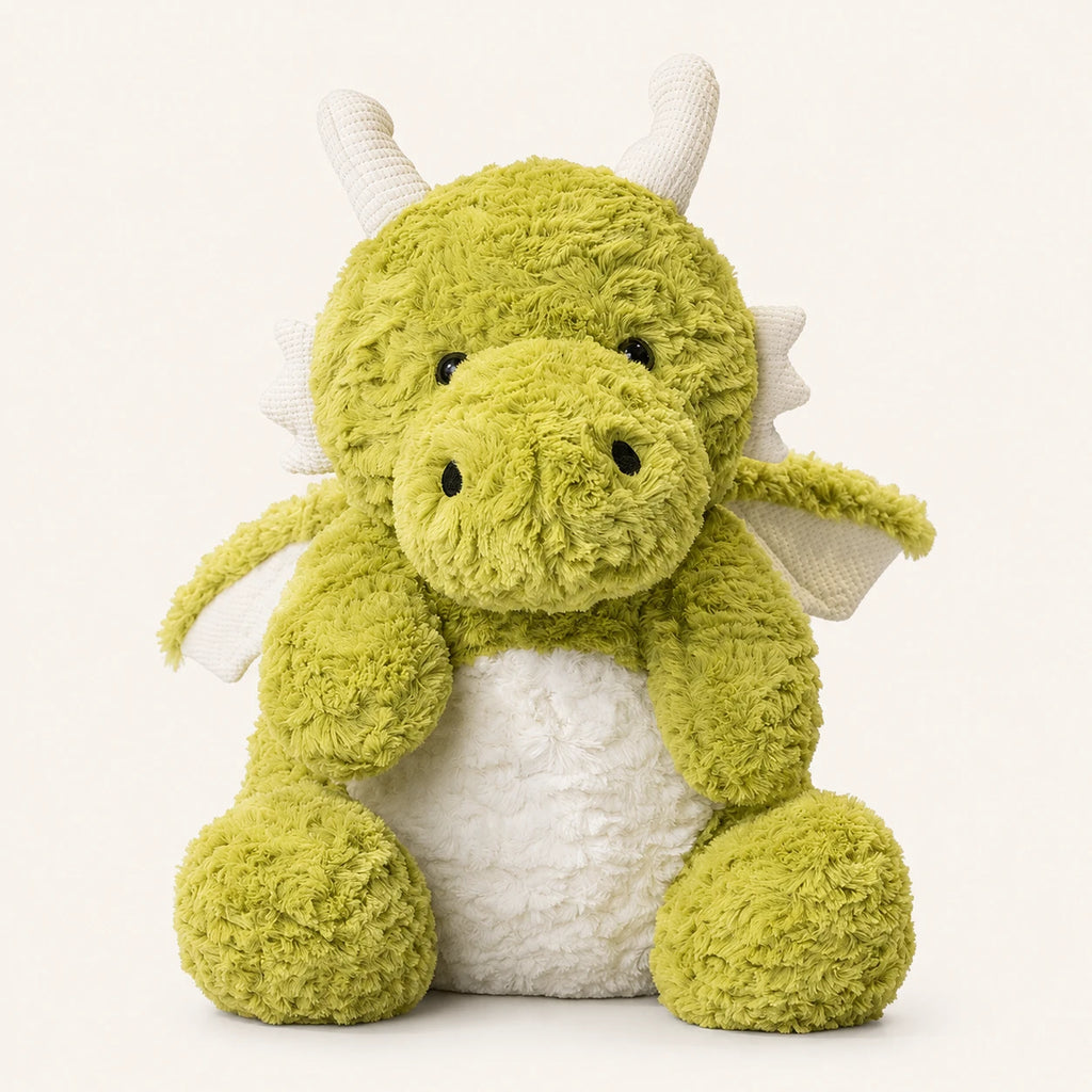 Peluche dragon vert vue de face