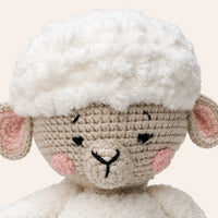 Gros plan sur le visage de la peluche agneau