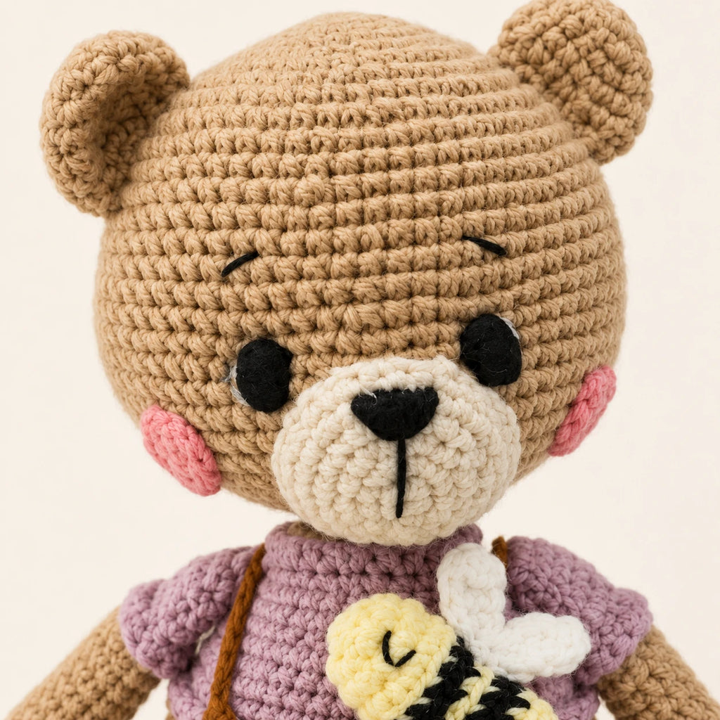 Gros plan sur le visage de la peluche ours