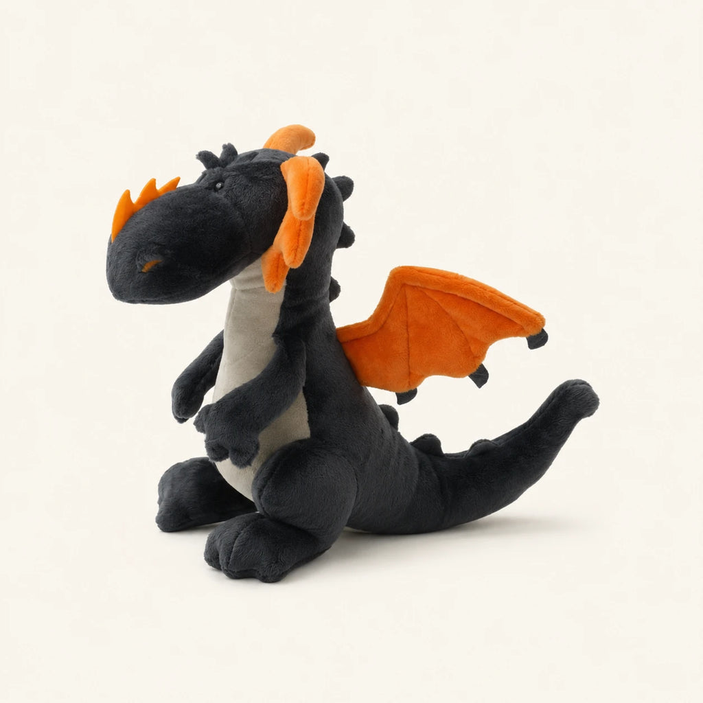 Peluche dragon gris fonce vue de profil