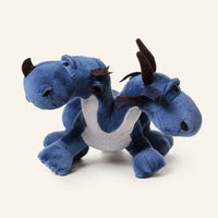 Peluche dragon bleu a deux tetes 35 cm vue de face