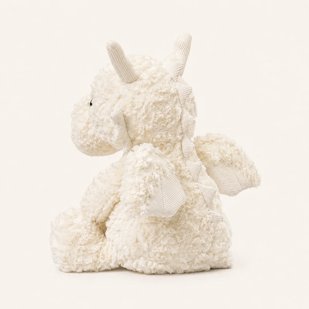 Peluche dragon blanc creme vue de dos