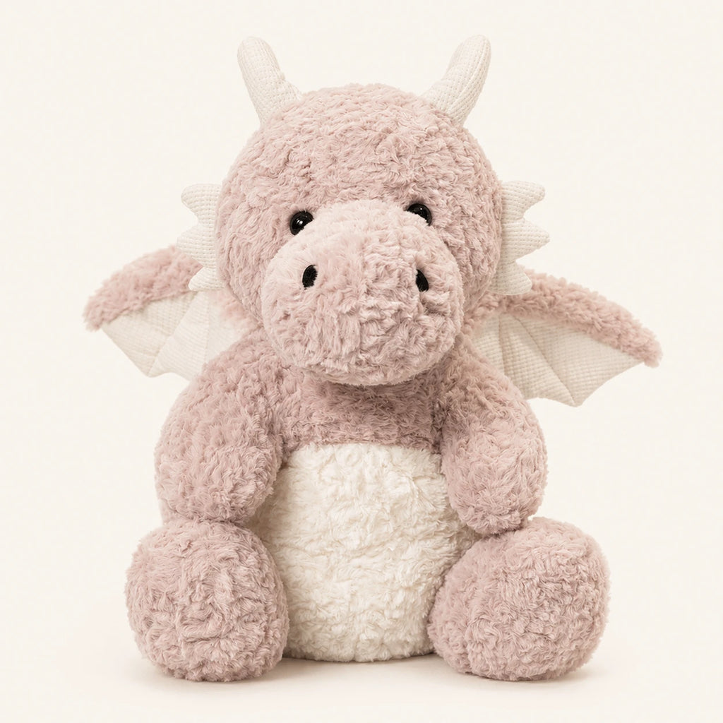 Peluche dragon rose 20 cm vue de face