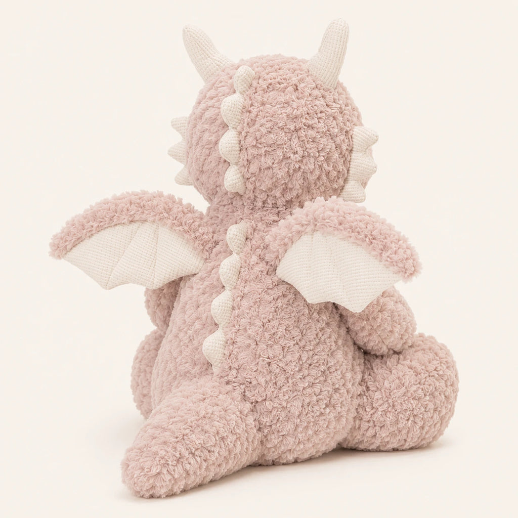Peluche dragon rose vue de dos