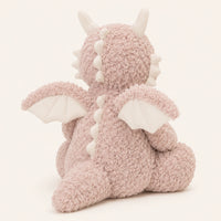 Peluche dragon rose vue de dos
