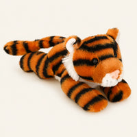 Mini peluche tigre couche vue de face