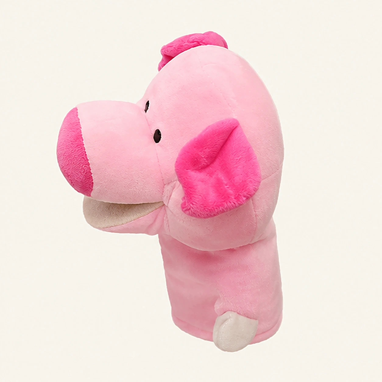 Peluche cochon marionnette à doigt - vue de profil