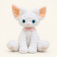 Peluche chat blanc boucle vue de face