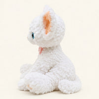 Peluche chat blanc boucle vue de profil