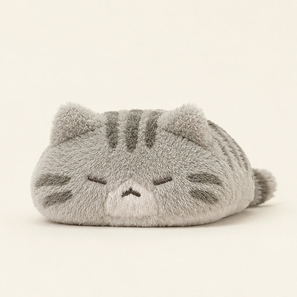 Peluche chat calin tigre gris vue de face