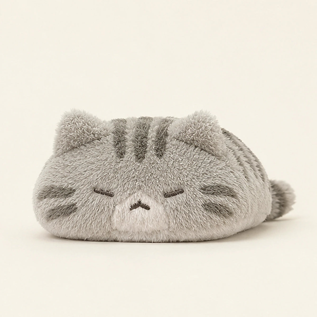 Peluche chat calin tigre gris vue de face