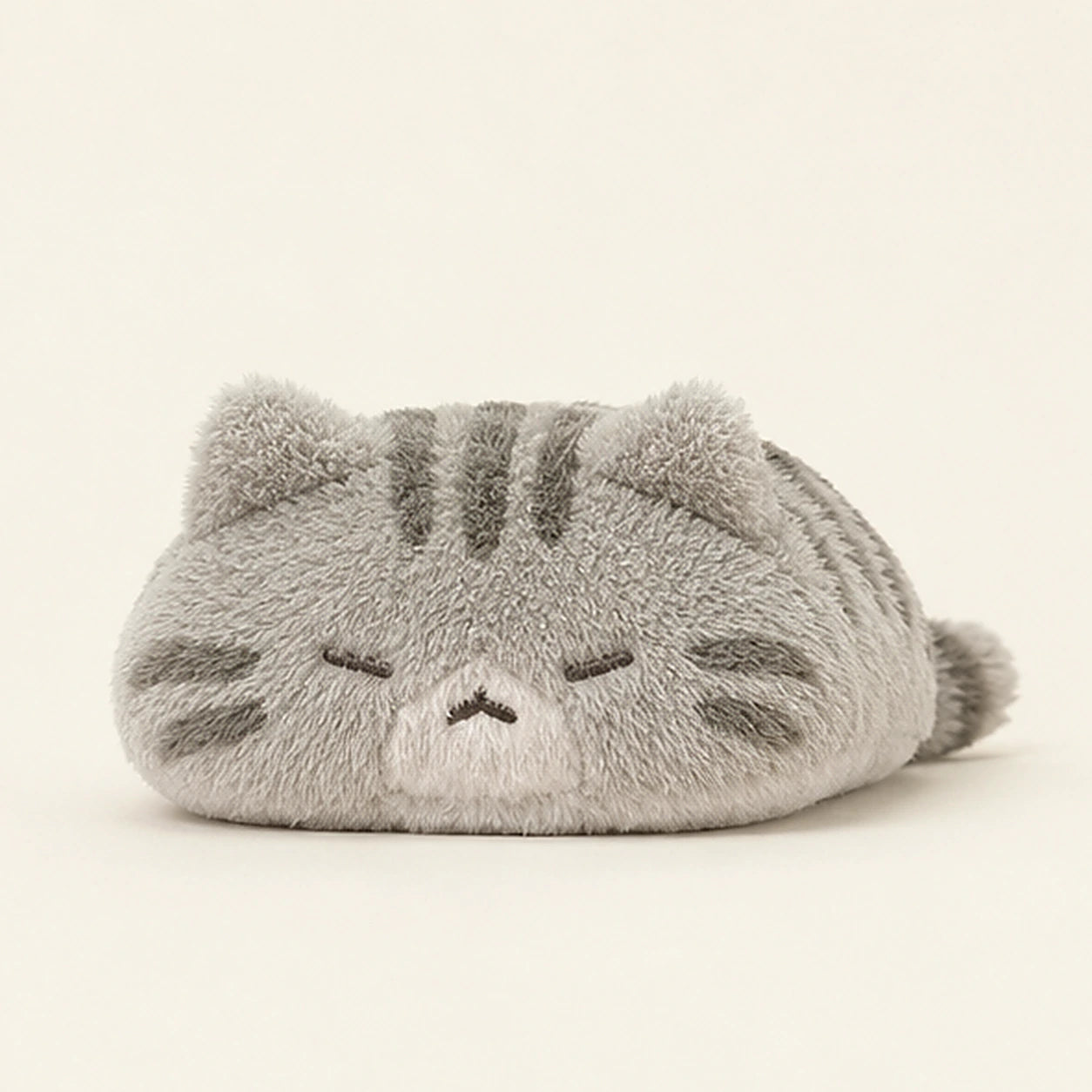 Peluche chat calin tigre gris vue de face