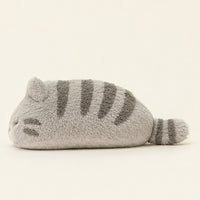 Peluche chat calin tigre gris vue de profil