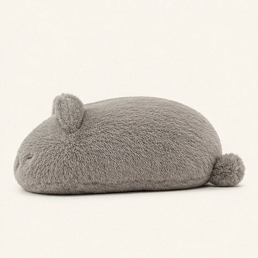 Peluche chat calin gris vue de profil
