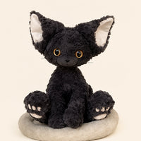 Peluche chat noir boucle vue de face