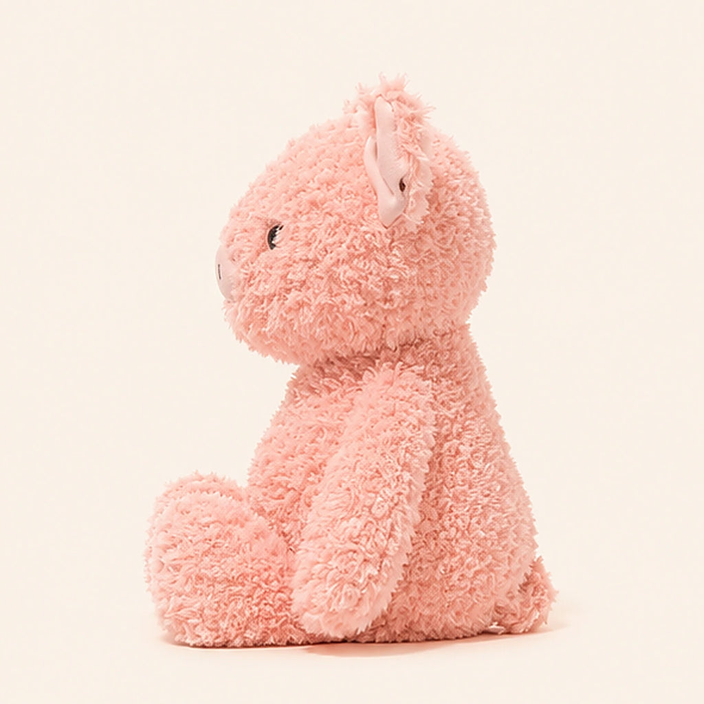 Peluche cochon rose vue de profil